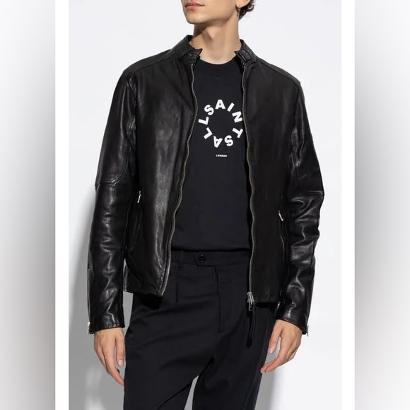 All Saints Men’s Cora Leather Jacket Size Small - Picture 1 of 10